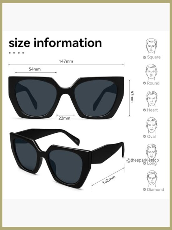 Polarized Square Cat Eye Sunglasses UV400 Protection Plastic Frame main image 4
